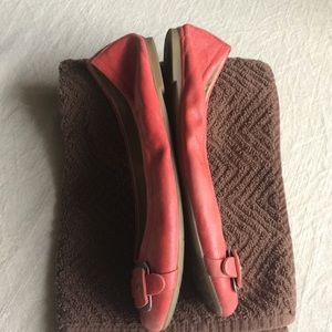 RED LEATHER FRANCO SARTO BALLET FLATS